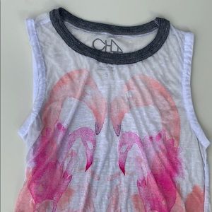 CHASER flamingo printed cut off tank